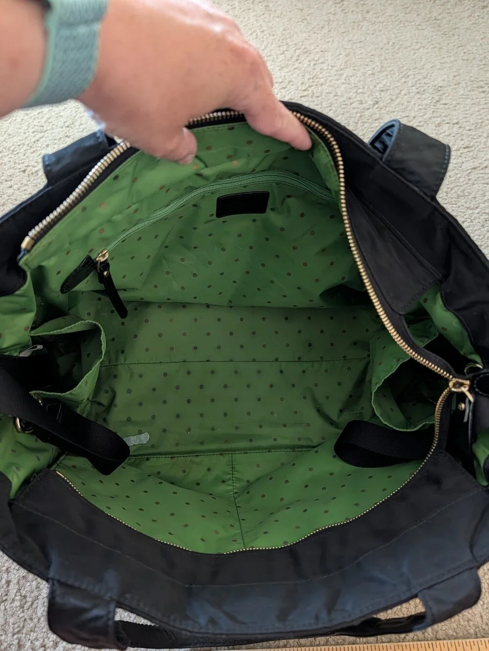 Quilted Kate Spade Black Tote Diaper Work Bag with Exterior And Interior Pockets